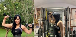 La guapa Maribel Guardia en su rutina de ejercicios