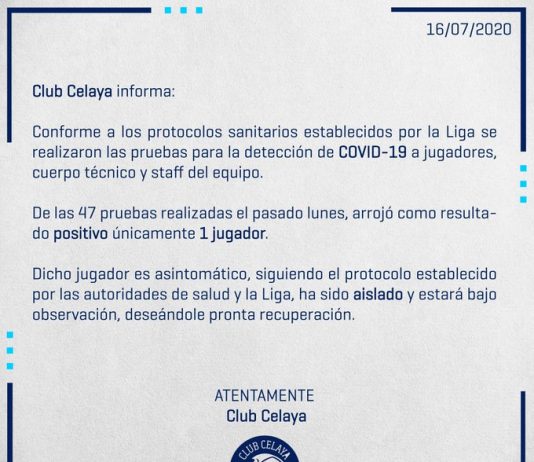 El Club Celaya dio a conocer los resultados del COVID19